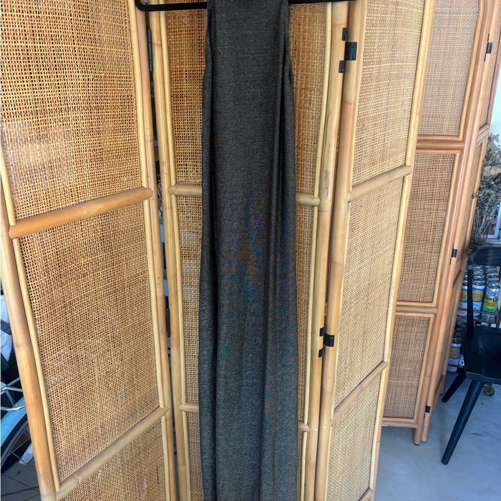 Reformation gold and black holiday maxi dress
